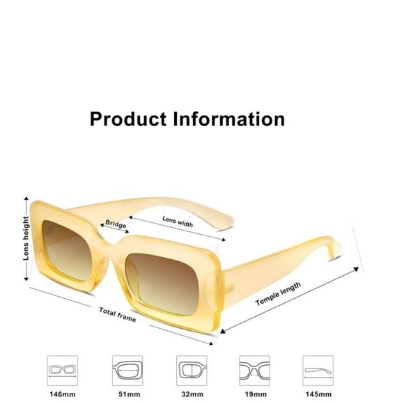 Translucent Yellow Chunky Square Sunglasses - Picture 4 of 4